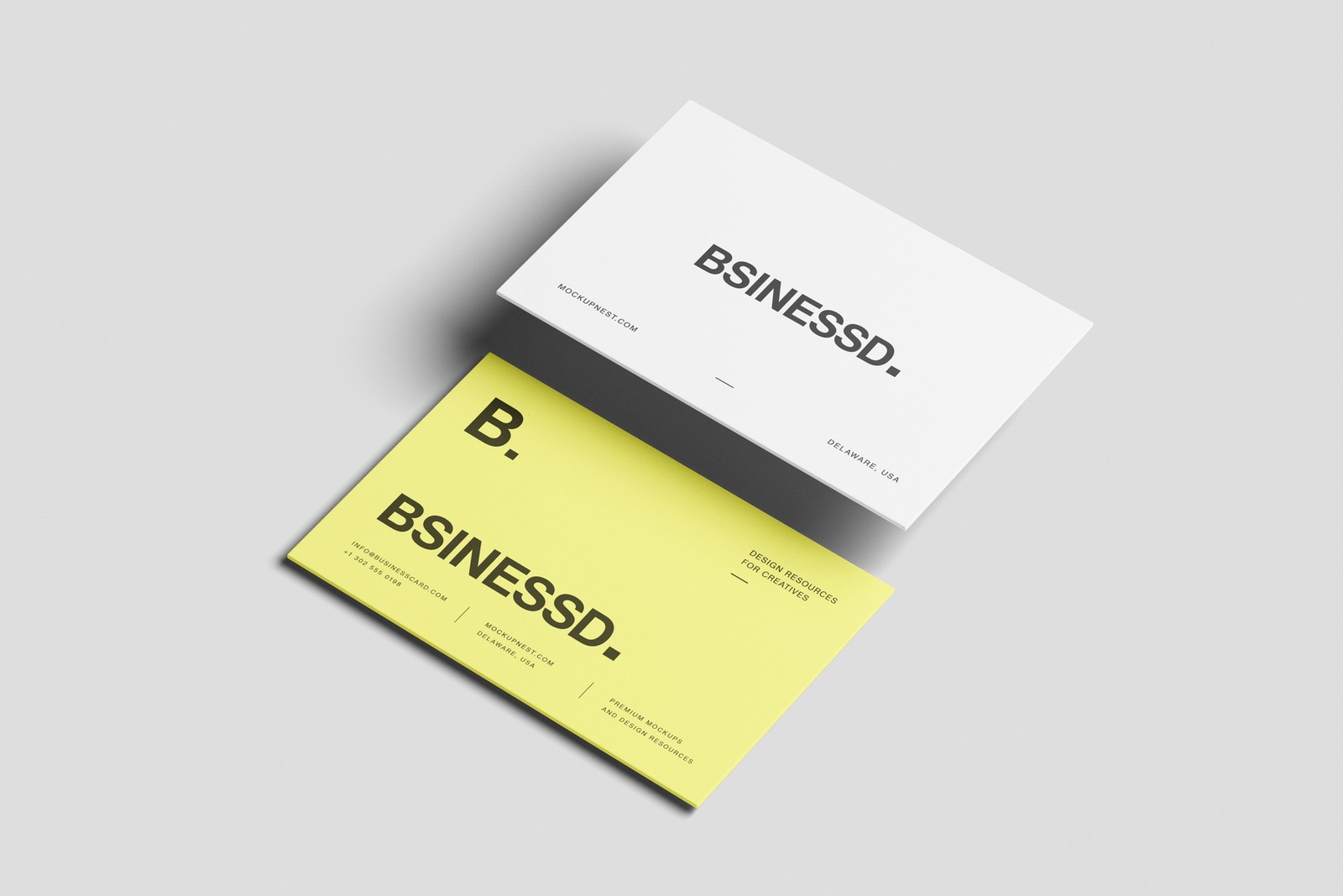 Mockups Digital | 85x55 Business Card Landscape Angled View