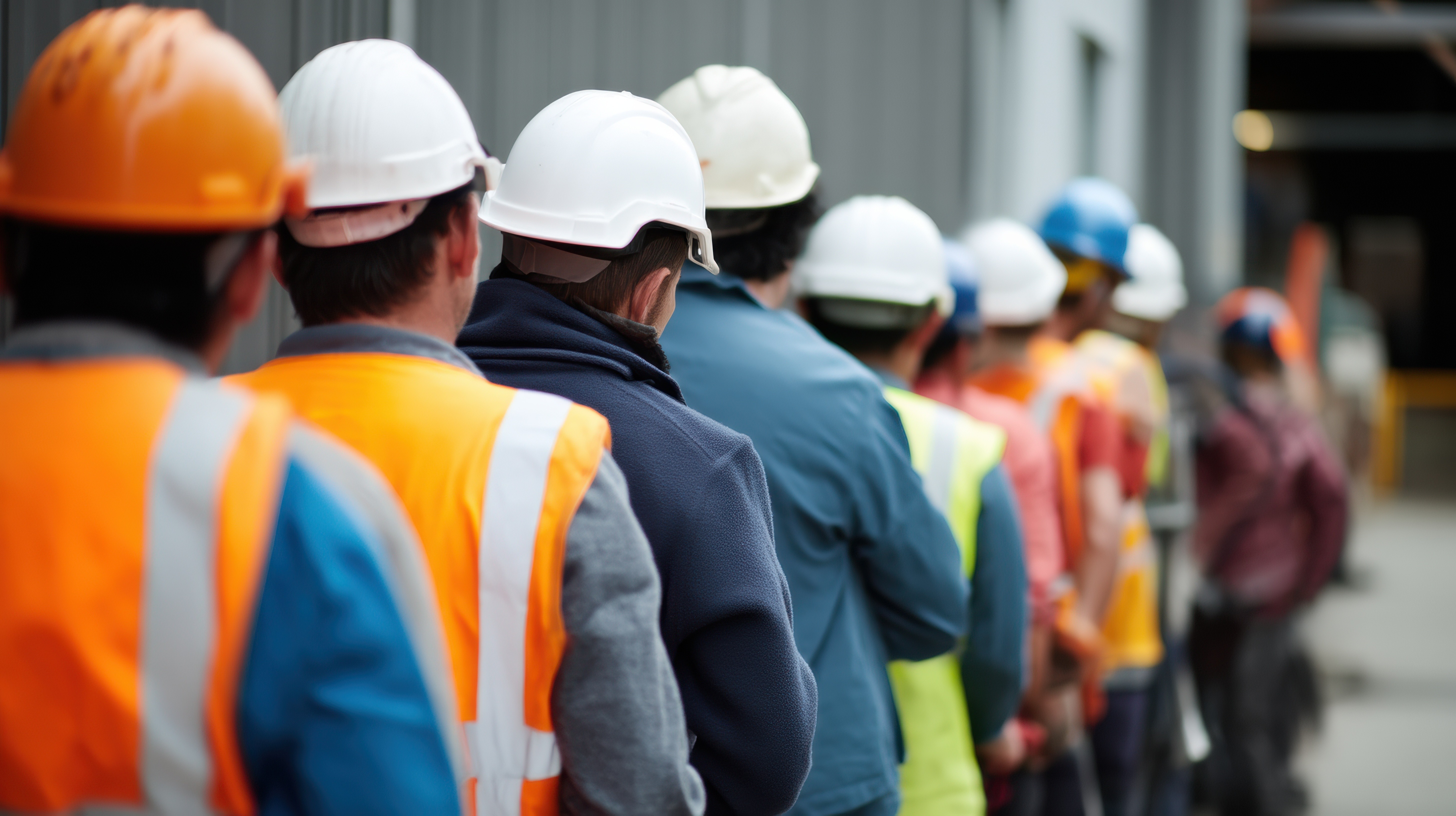 Diverse workers at shift change/briefing