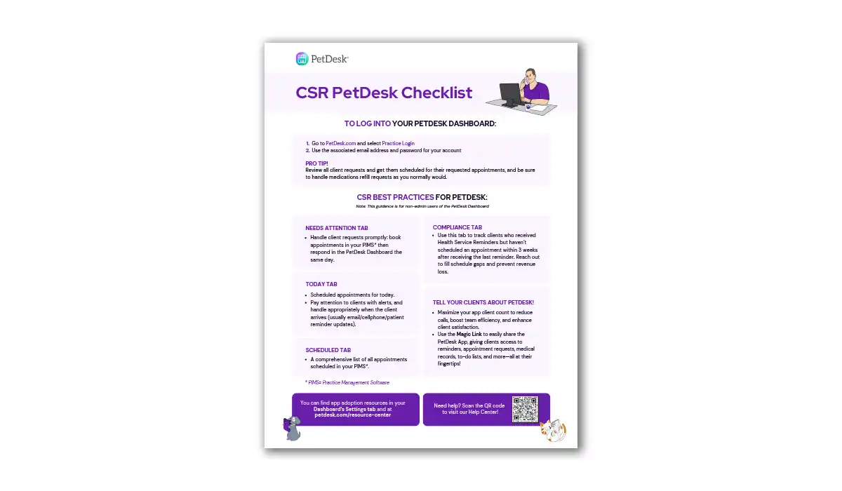 PetDesk Checklist for CSRs|CSR Best Practice Workflow for PetDesk