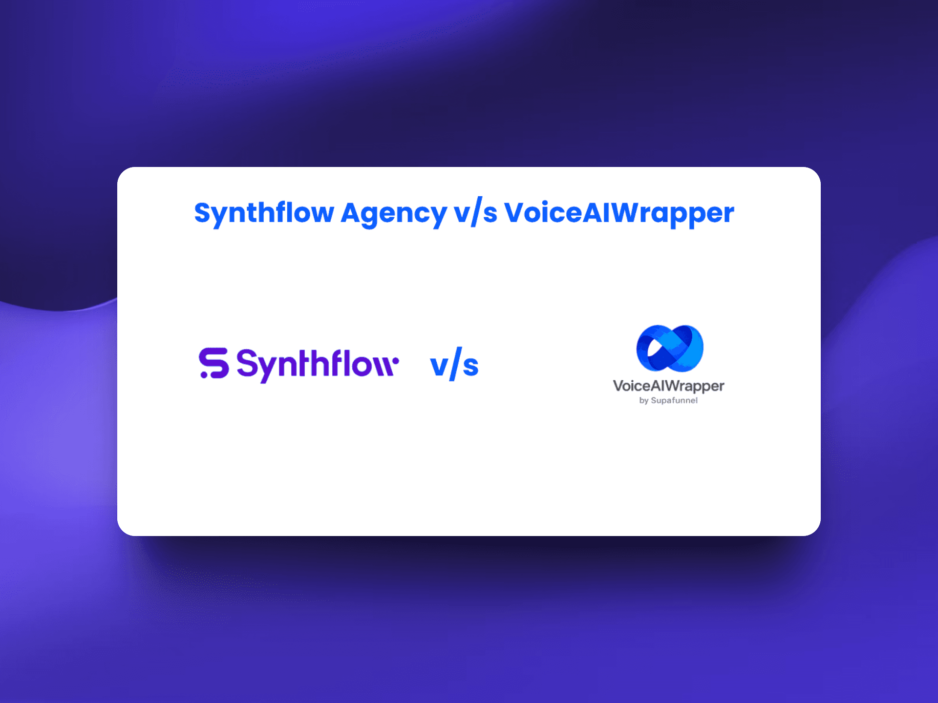 Synthflow Agency alternative - VoiceAIWrapper white label voice AI platform comparison highlighting superior value: 5-star SaaSHub rating vs weak reviews, $29/month vs $1400/month pricing, unlimited voice minutes vs 6000 minute cap, HIPAA compliant with 99.9% uptime vs no compliance guarantee - affordable voice AI white label platform for agencies. | VoiceAIWrapper