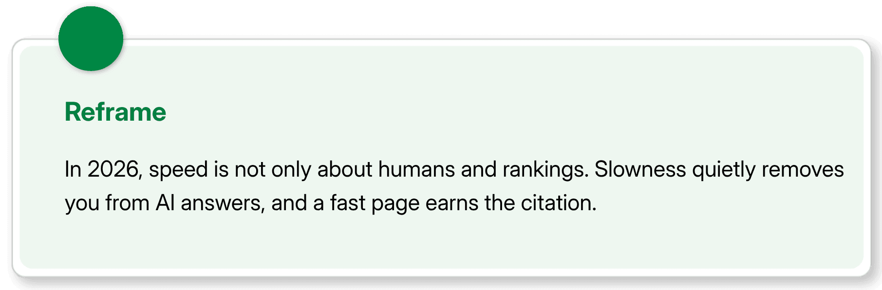 Speed helps pages earn AI citations.