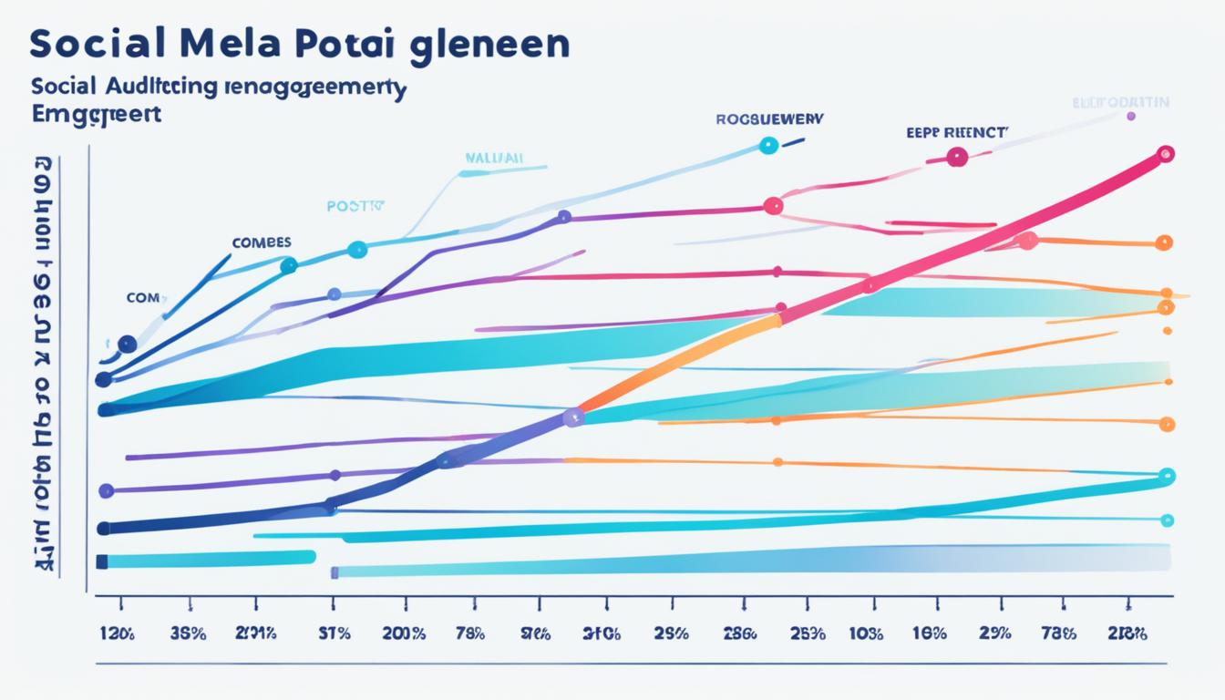 A colorful graph displaying the relationship between social media posting frequency and audience engagement, with an upward trendline indicating the optimal number of posts per week. The colors should be vibrant and eye-catching, with a gradient effect to emphasize the positive impact of consistent posting on social media growth.