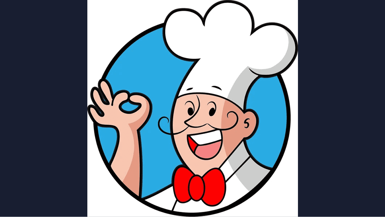 A cartoon illustration of a smiling chef with a "OK" hand