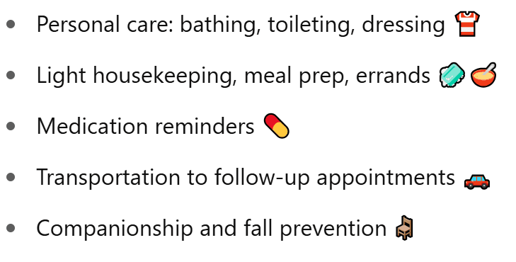 Services Covered by Home Care: