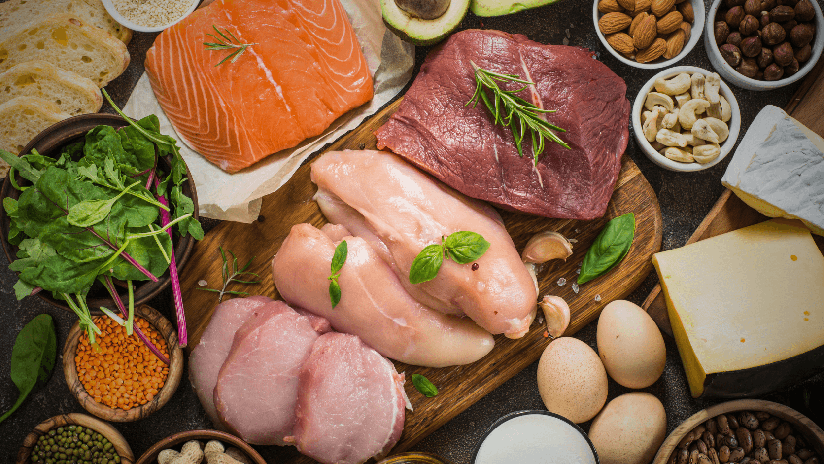 A selection of protein-rich foods for building practical meals