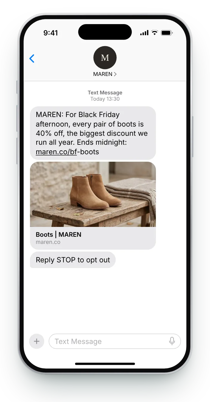 The deepest cut, on boots Black Friday text on an iPhone