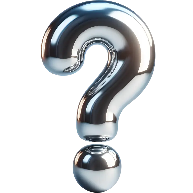 A 3D chrome question mark icon