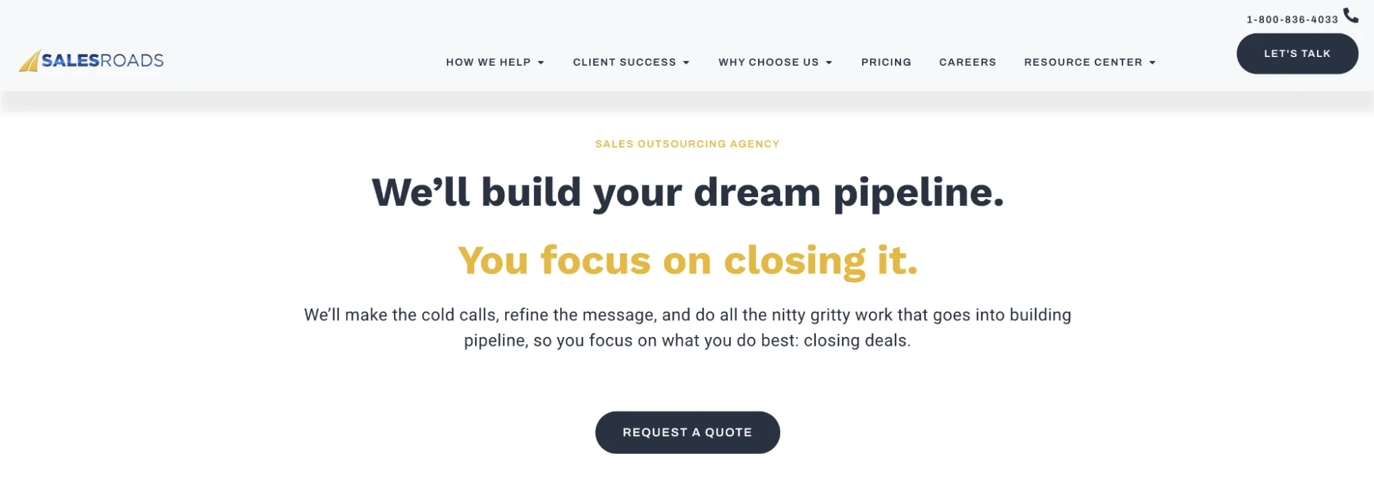 SalesRoads homepage: US-based SDR teams and B2B appointment setting