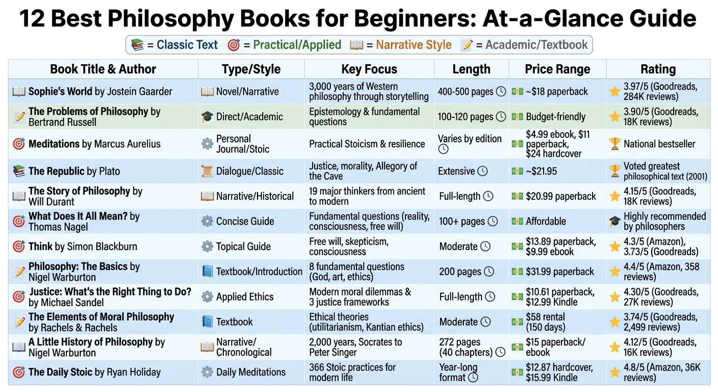 12 Best Philosophy Books for Beginners: Quick Comparison Guide
