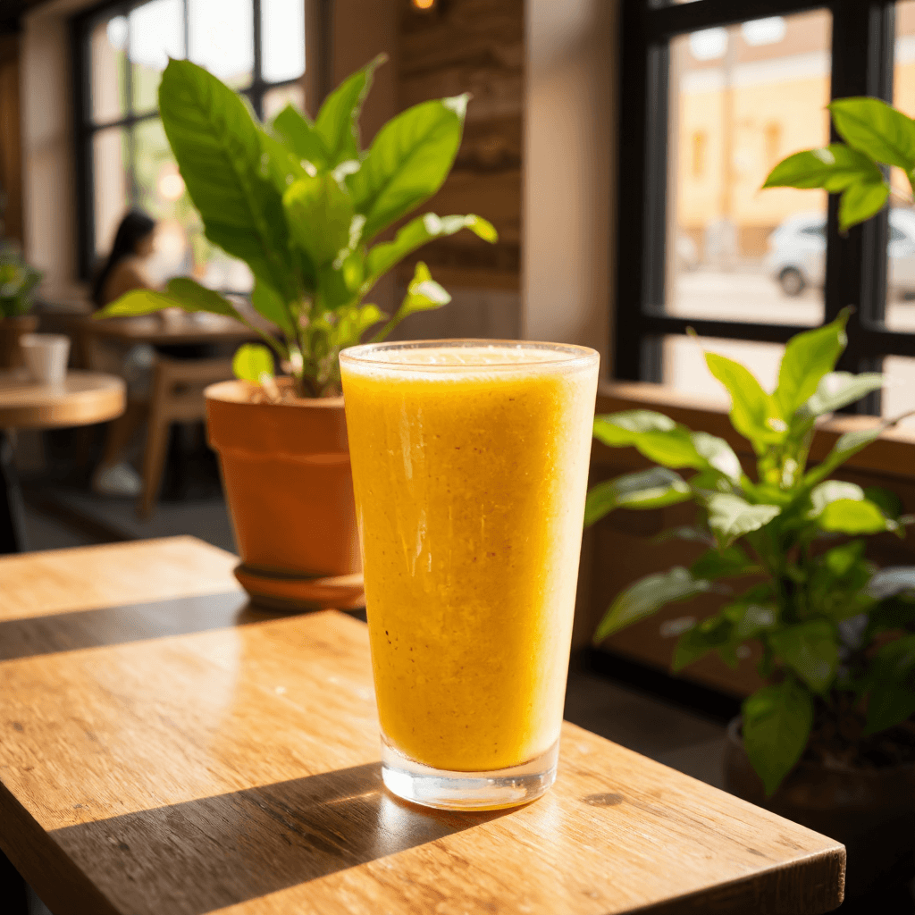 product photography of a cup of beverage, likely a milkshake or smoothie