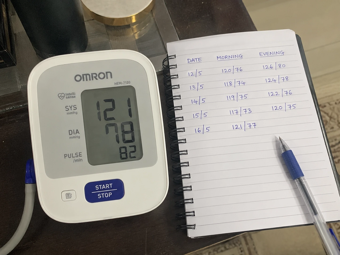 blood pressure log and monitoring setup