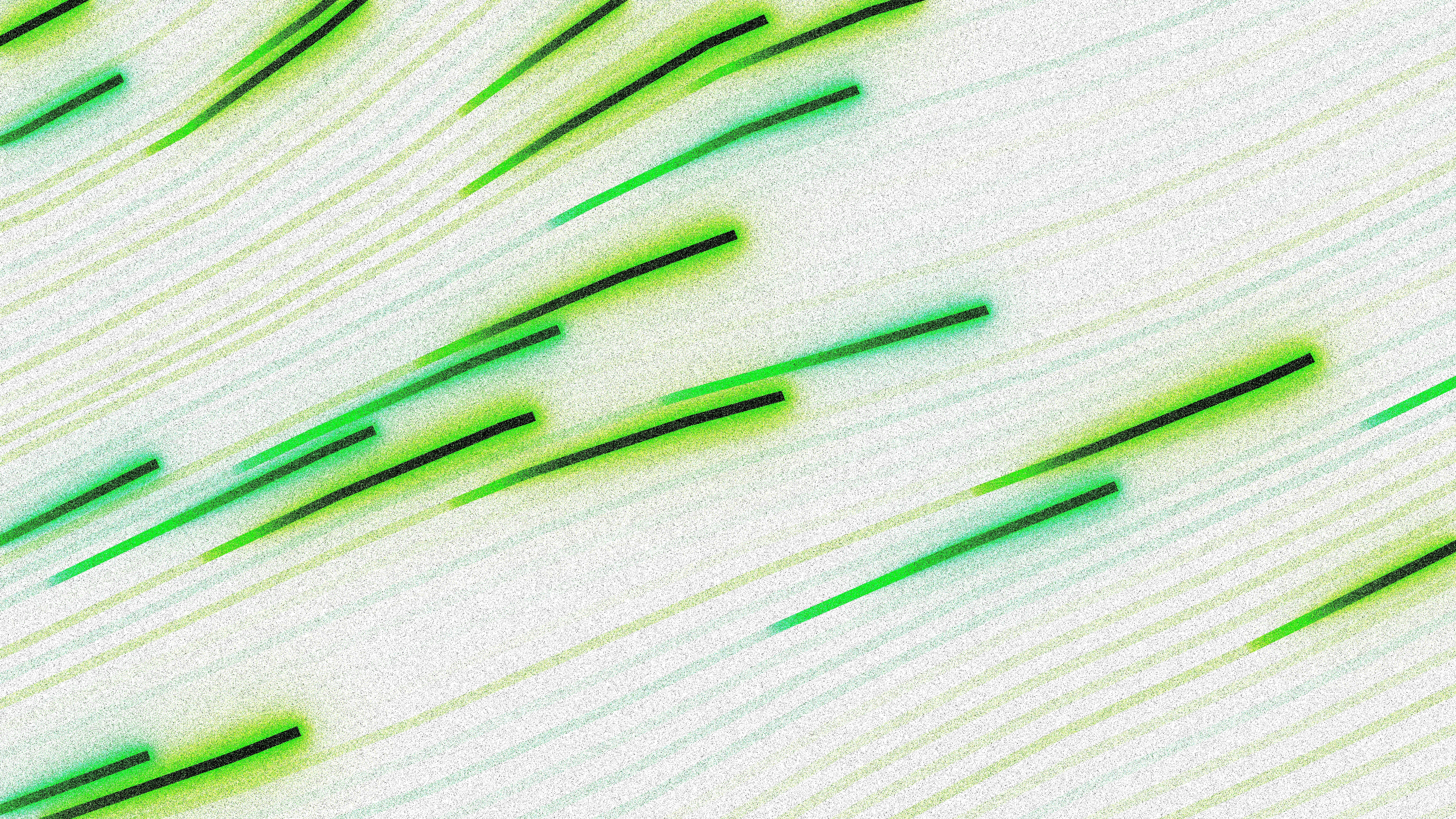 Green light streaks on a white background