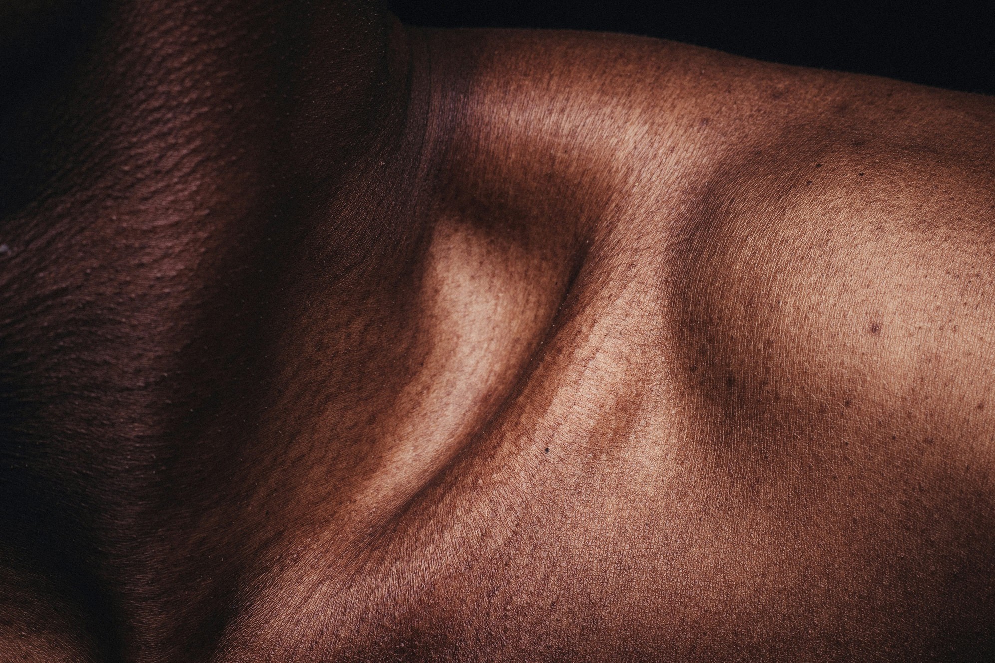 Close-up of athletic human muscle texture symbolising strength, performance and physical conditioning.