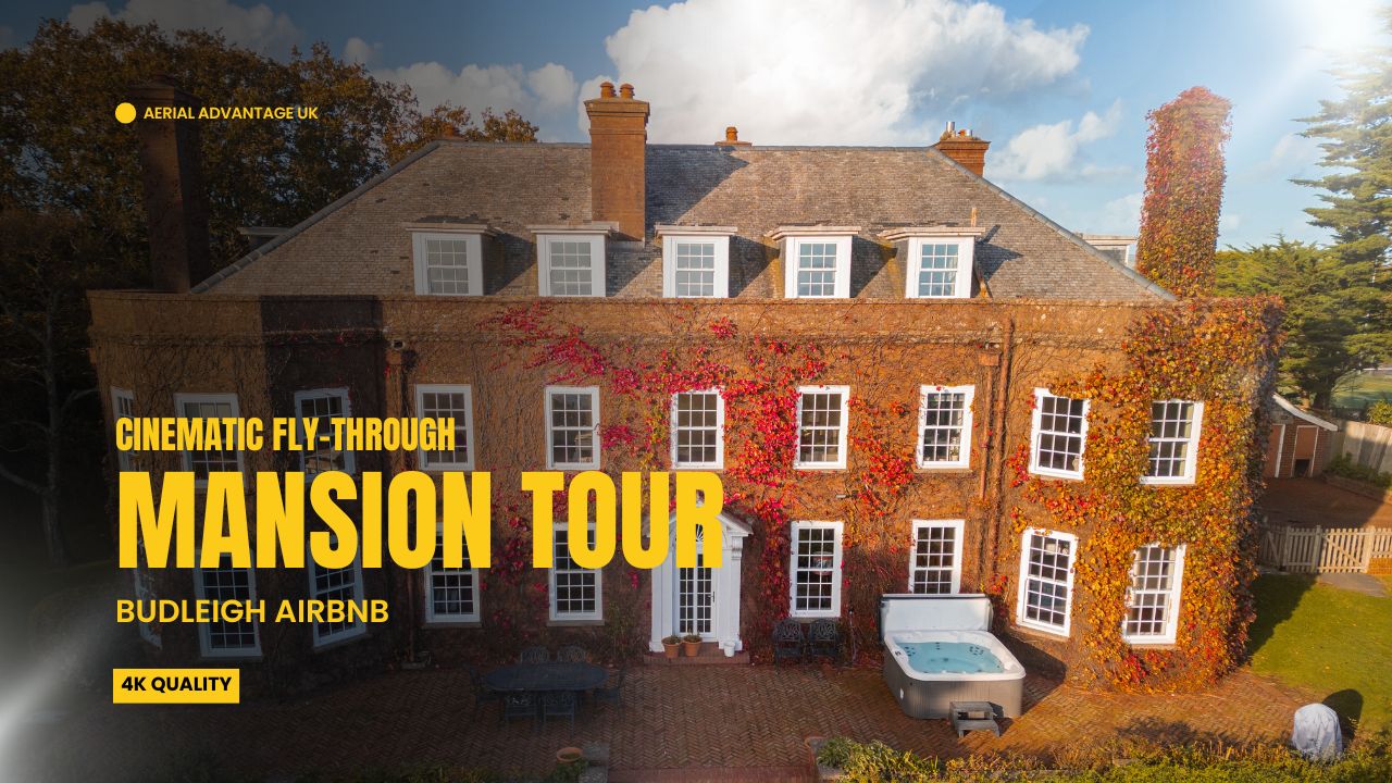 Drone photgraph of Mansion from the front