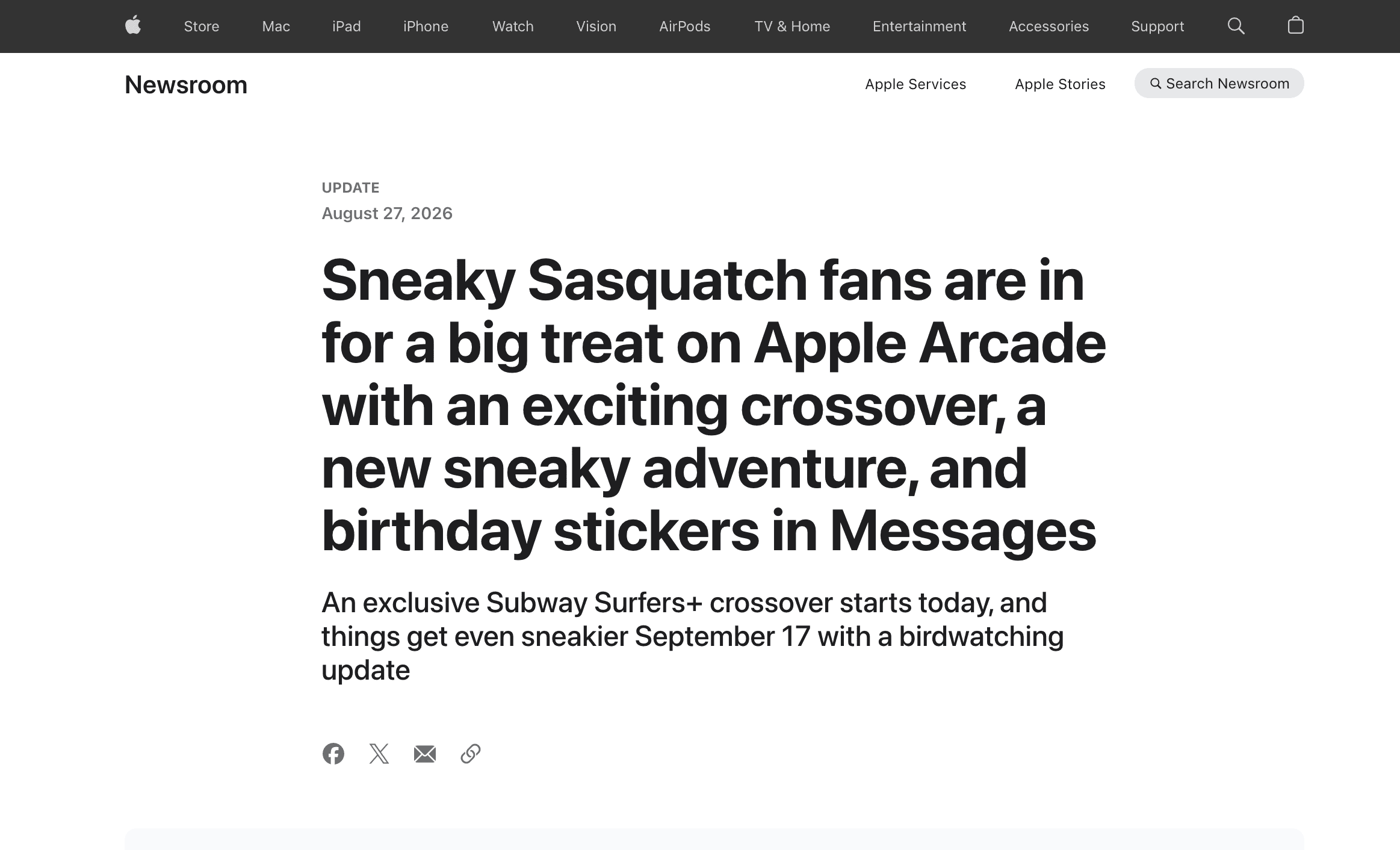 Apple newsroom press release