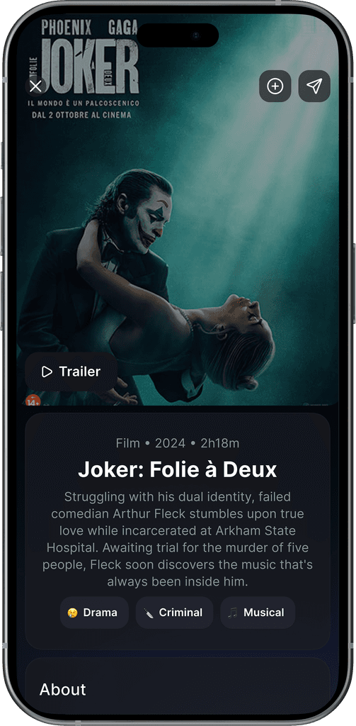 Flickhunt movie page with trailer, cast, rating, and related films