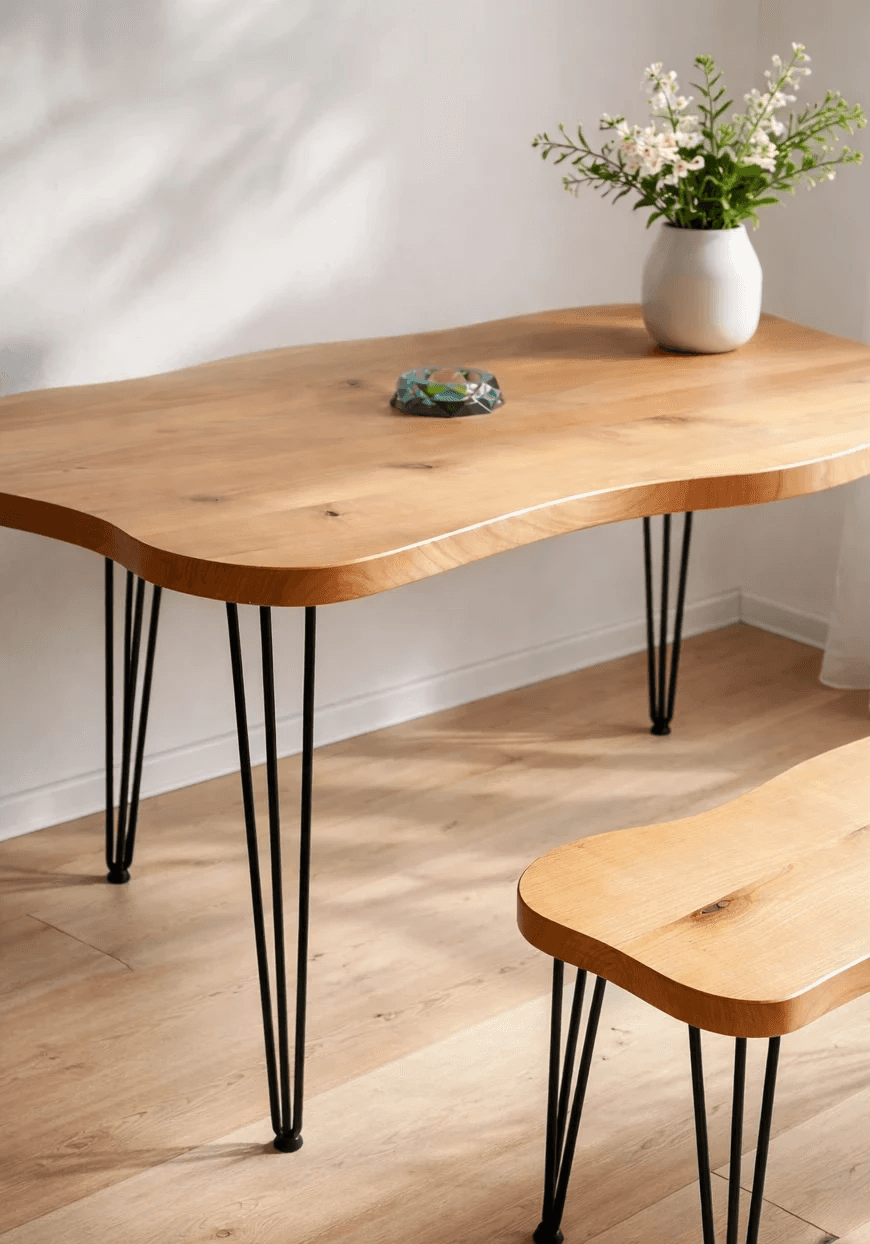 Woodtable with black legs