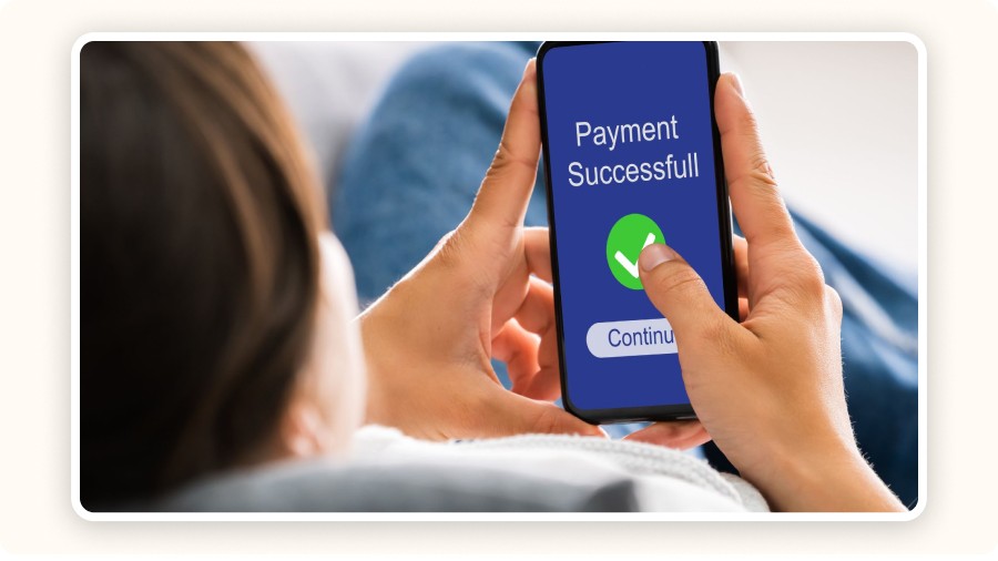 Payment successful displayed on a smartphone