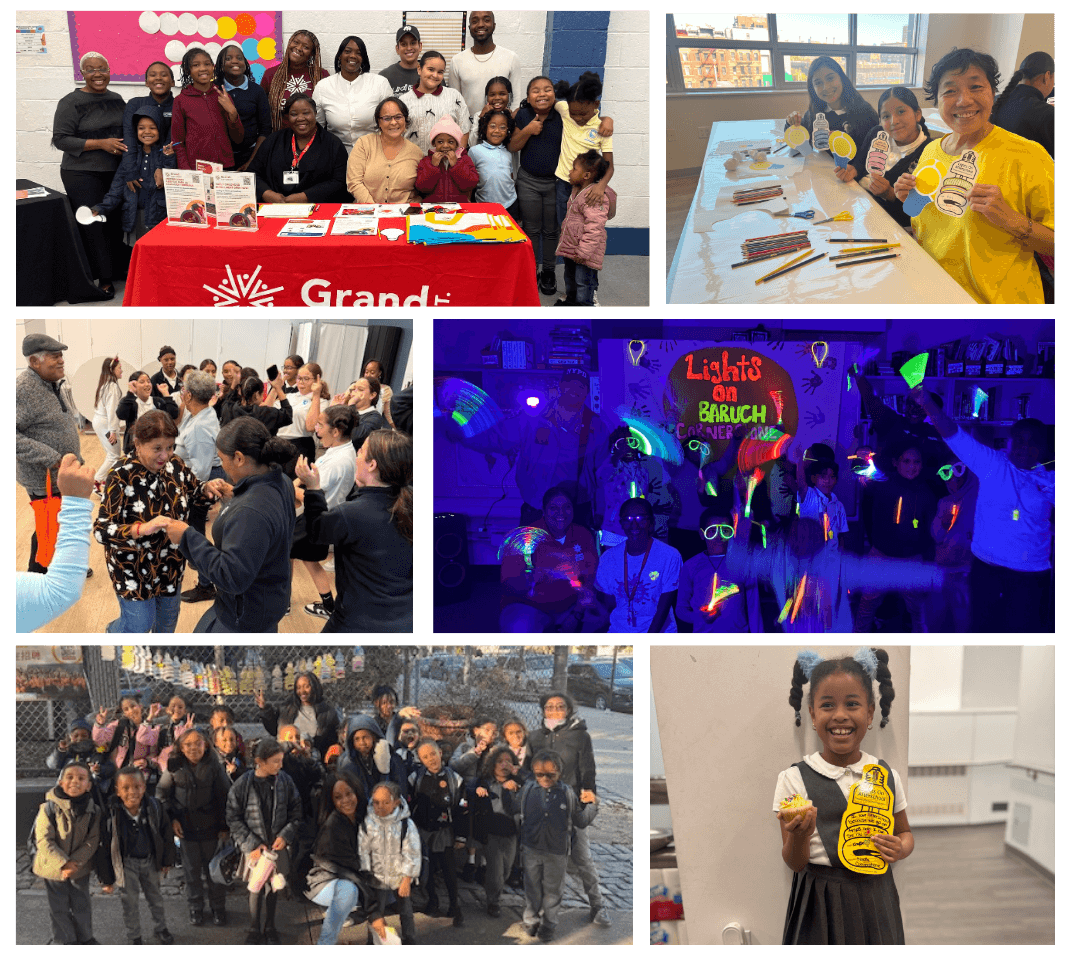 A collage of photos from various Grand Streets Lights On Afterschool events.