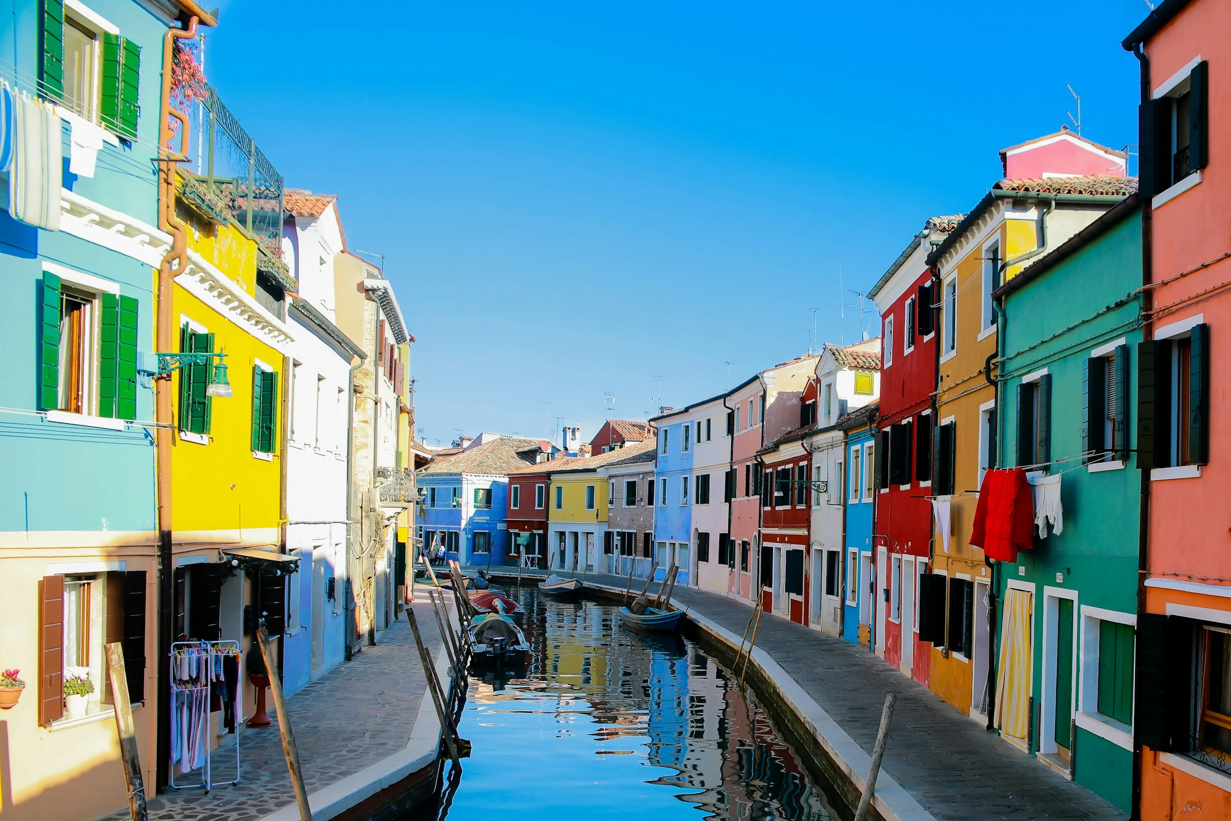 Colourful houses along a canal