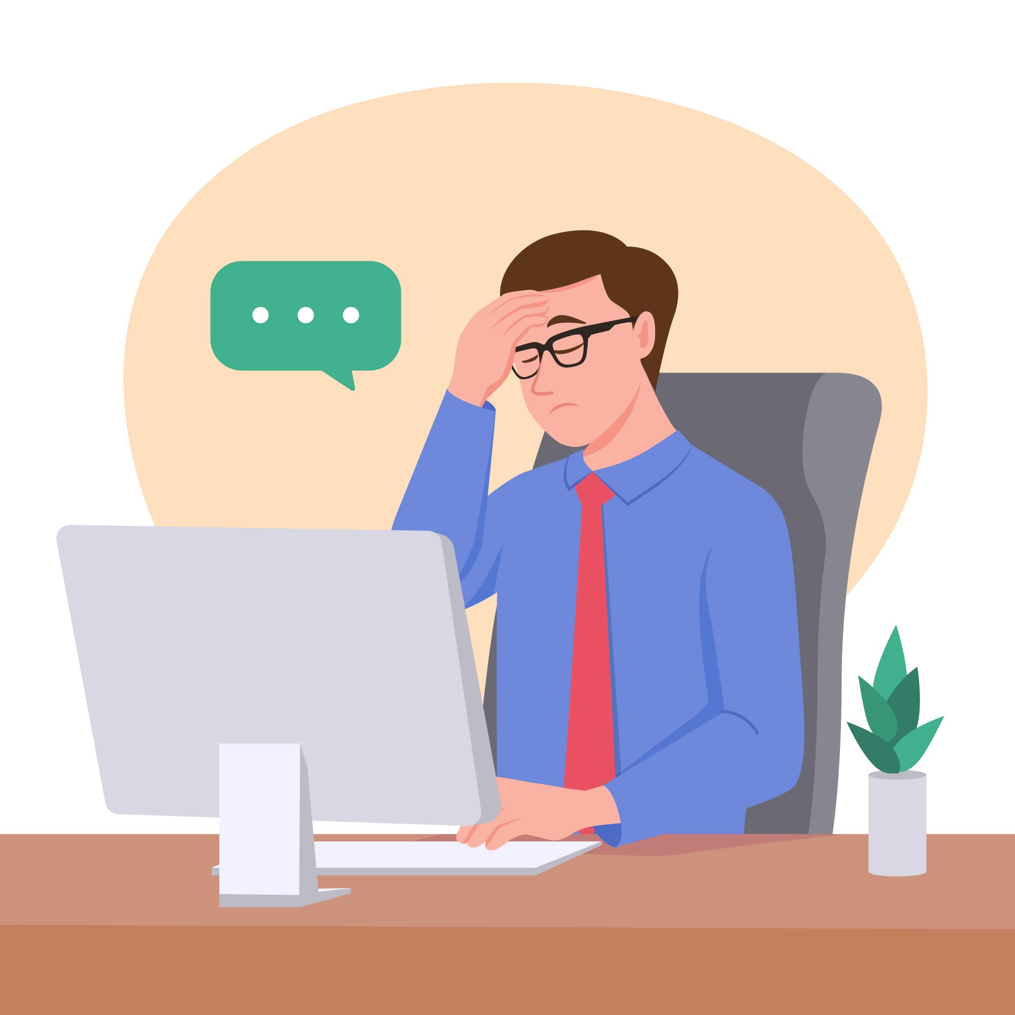 An employee feeling overwhelmed at work shows the importance of compassionate leave in the UAE.