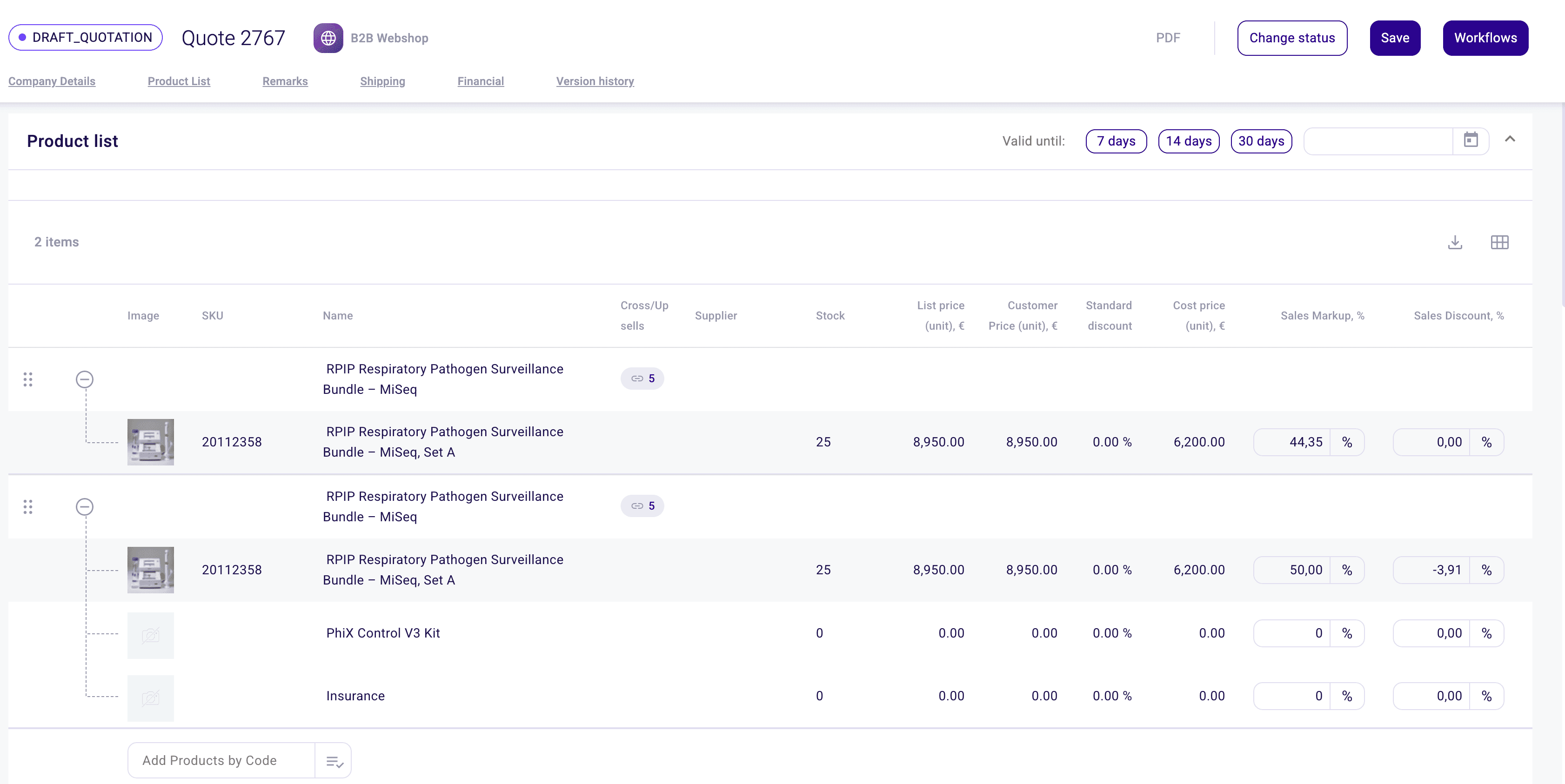 b2b Quote management