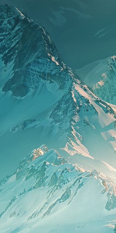 Illustration of mountains and alpine meadows