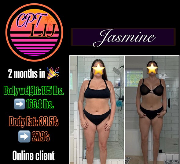 Weight loss coaching before and after over 2 months.