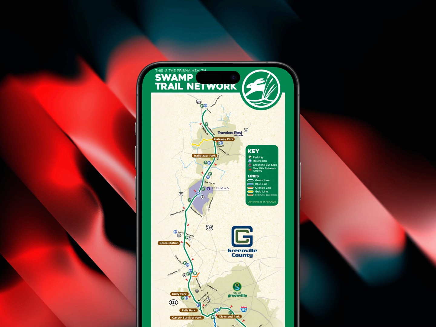 Map of the swamp rabbit trail