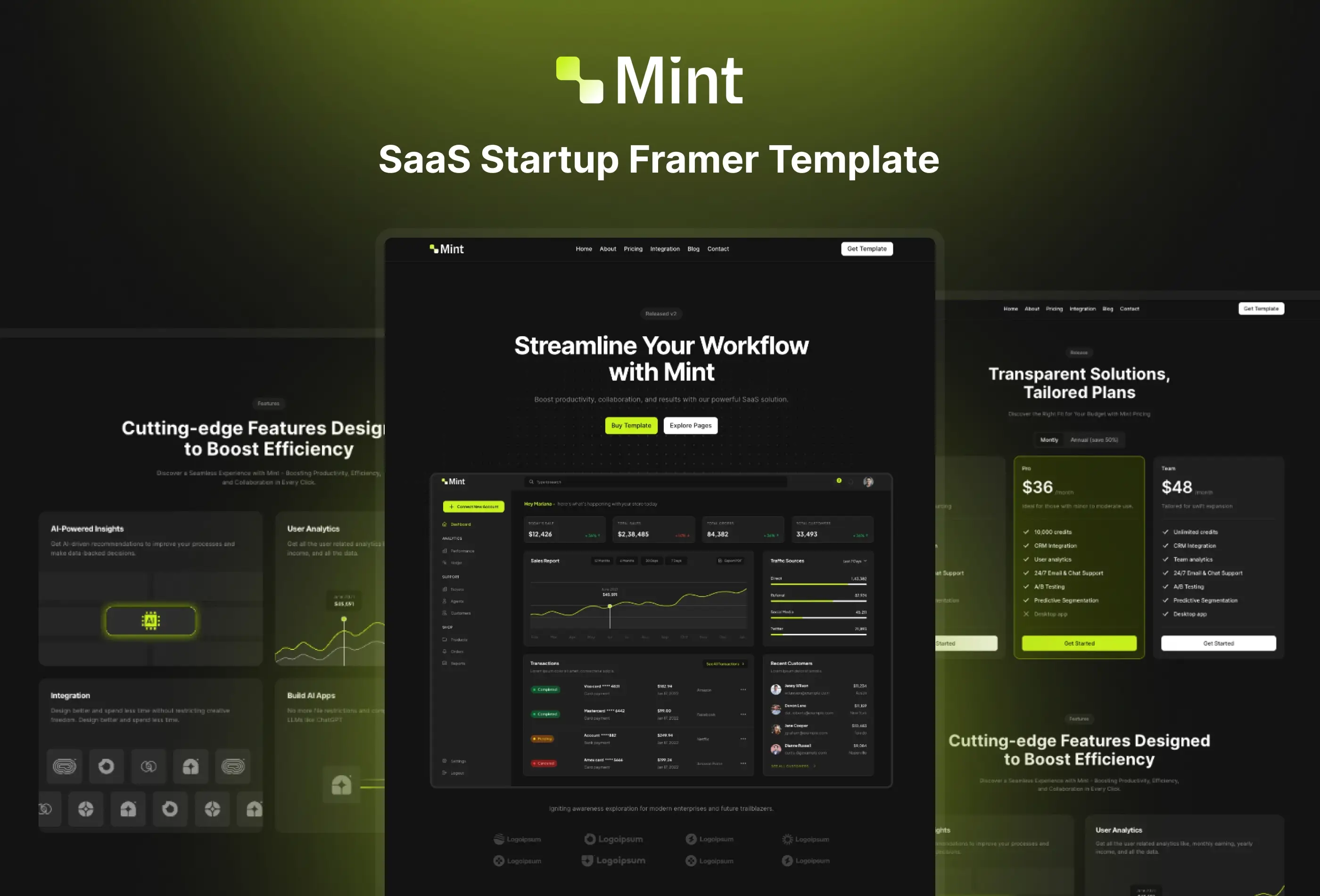 mint free saas & startup template