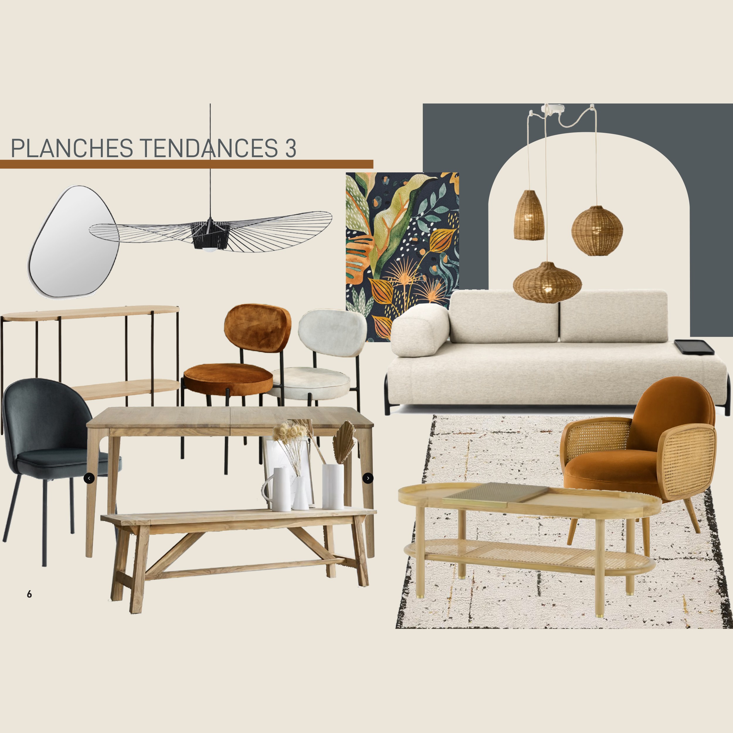 Planche de tendandes pour le mobilier et les couleurs.