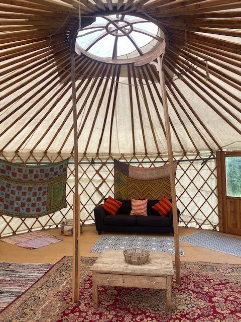 Inside yurt at Barcombe Yurts, Sussex