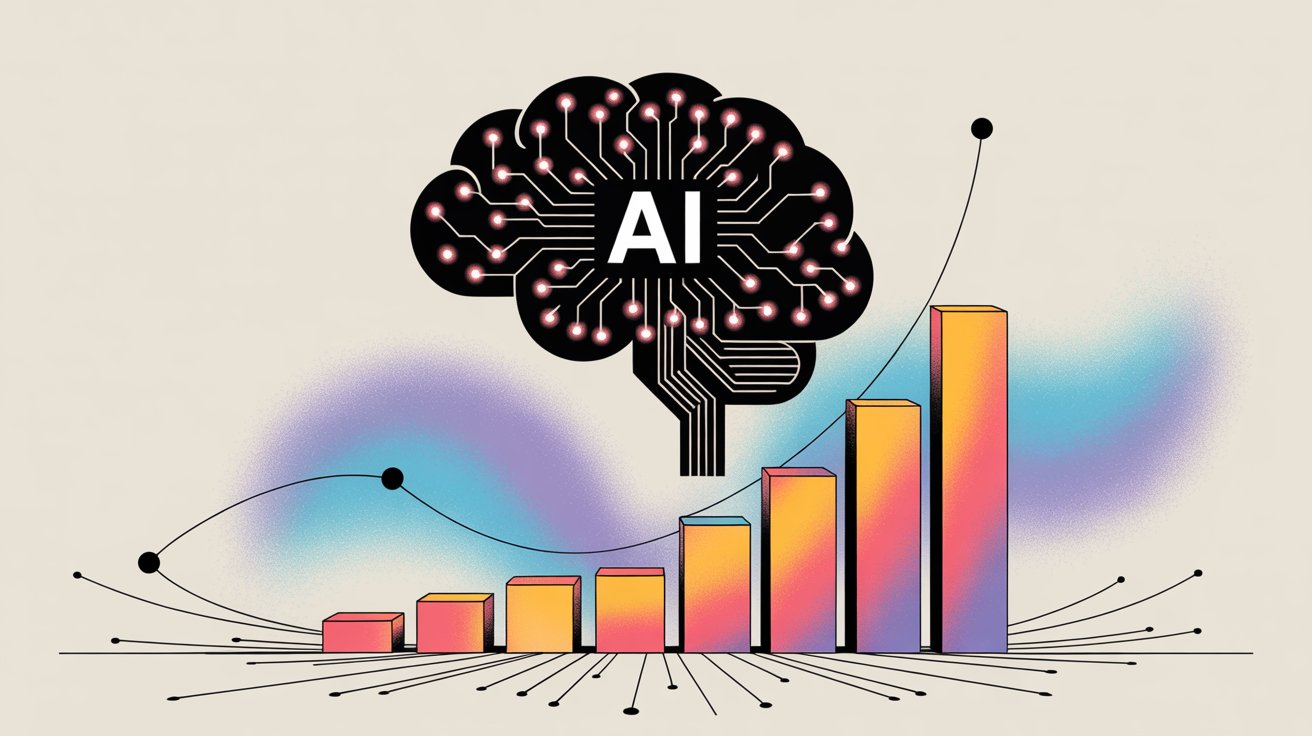 AI brain with circuit patterns connected to ascending sales pipeline showing growth through artificial intelligence-powered prospecting