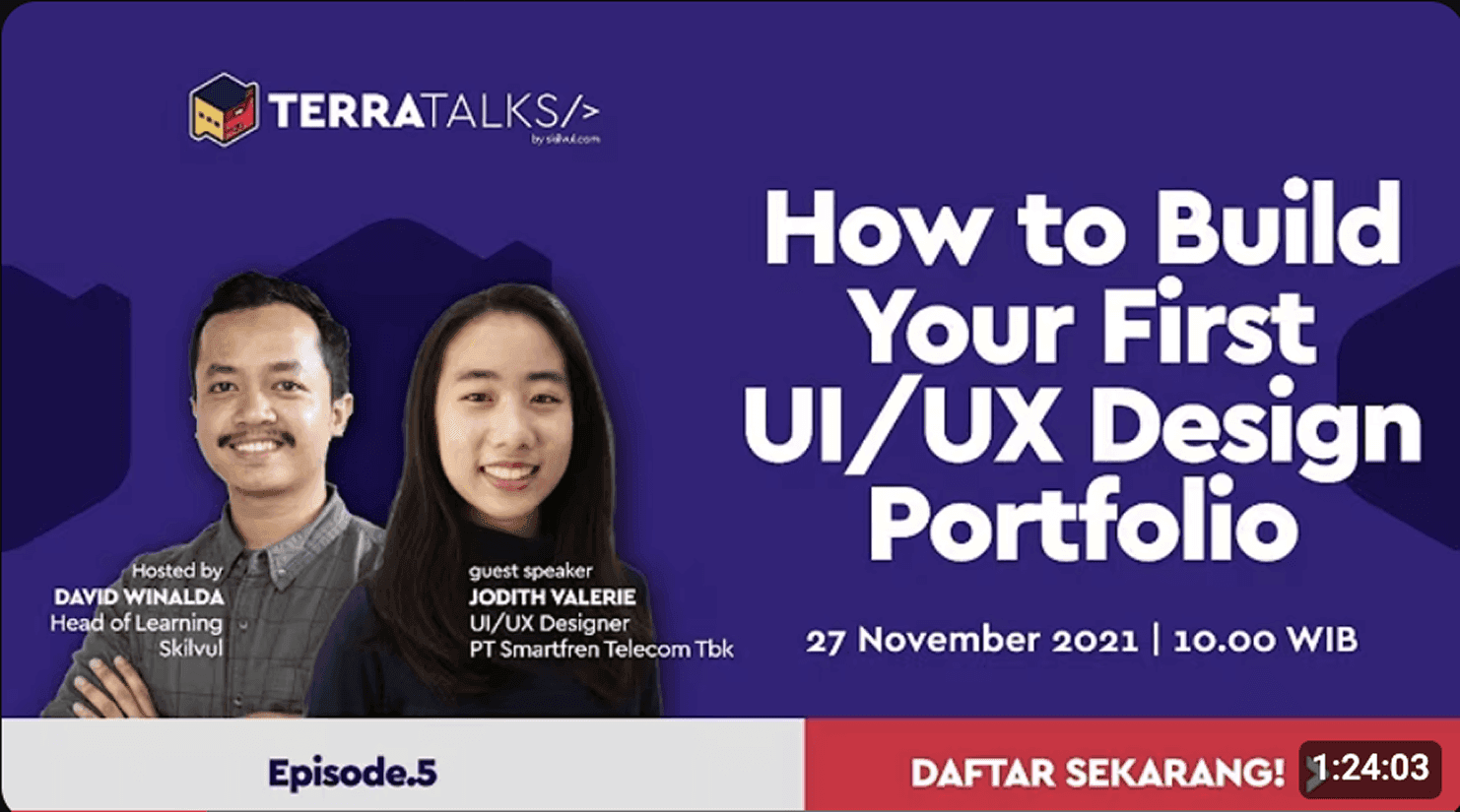 YouTube thumbnail of Jodith Valerie as design mentor, senior product designer sharing insights