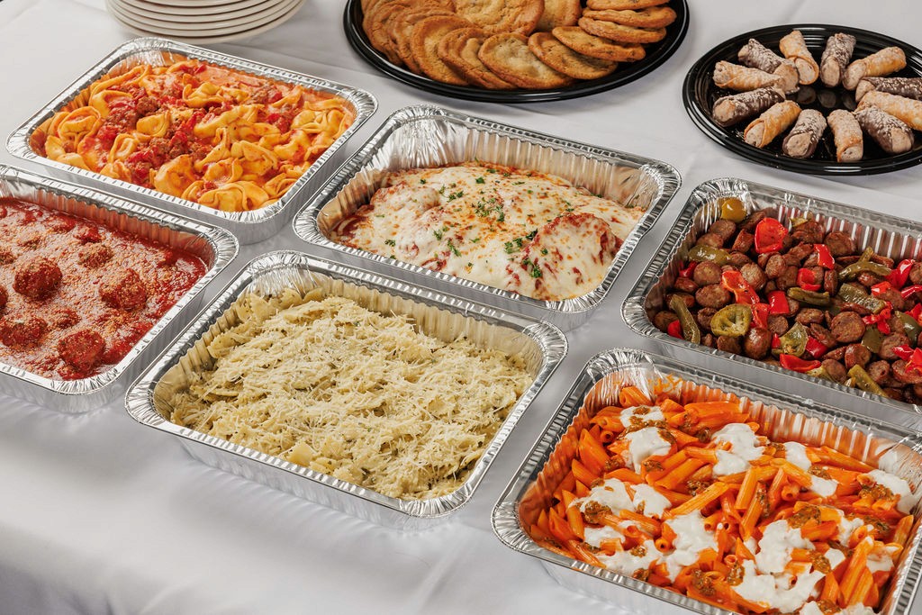 a pan of degidios meatballs for catering