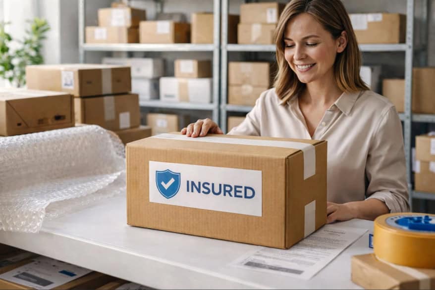 E-commerce business processing orders and shipping parcels