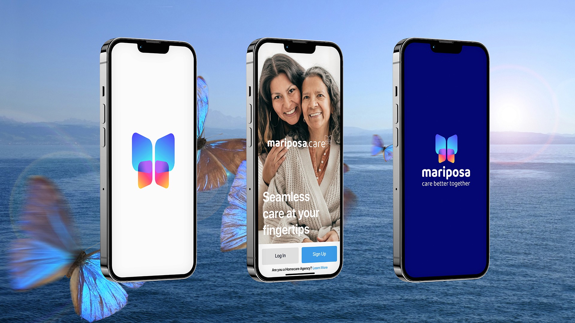 Mariposa senior care app screen mock ups