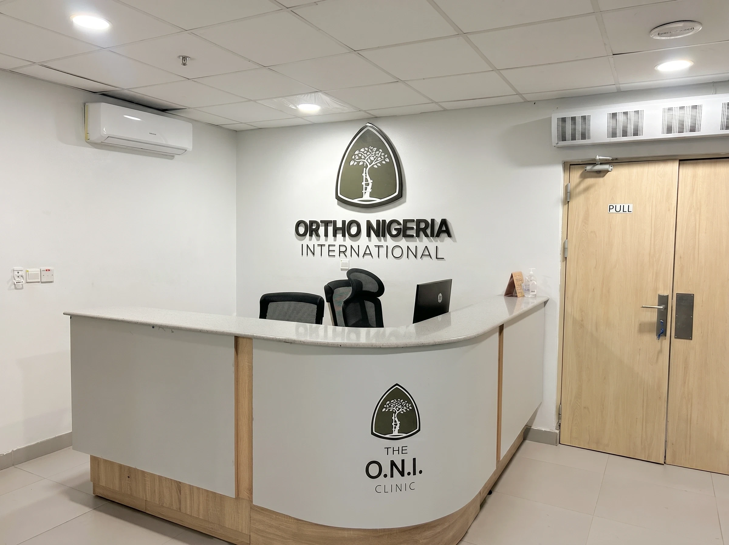 Reception area at The O.N.I. Clinic in Lagos, Nigeria