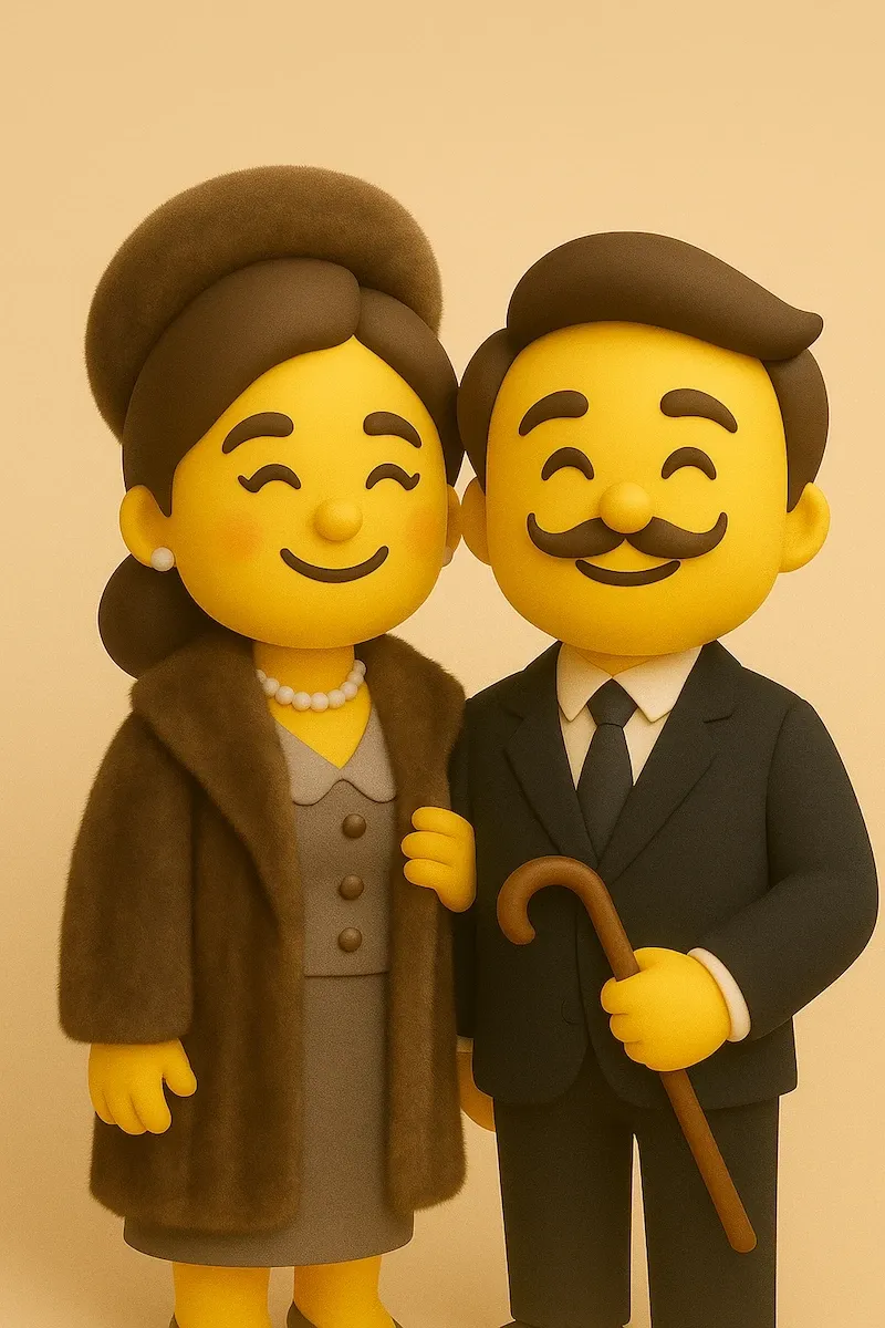 Стилизованные 3D-эмодзи Сальвадор Дали и Гала, творческий союз художника и музы, пример совместимости по биоритмам