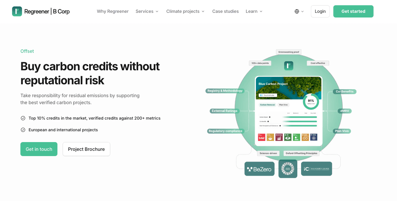 Screenshot of the Regreener website