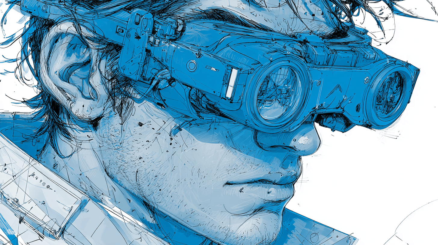 A blurred figure illuminated by color.