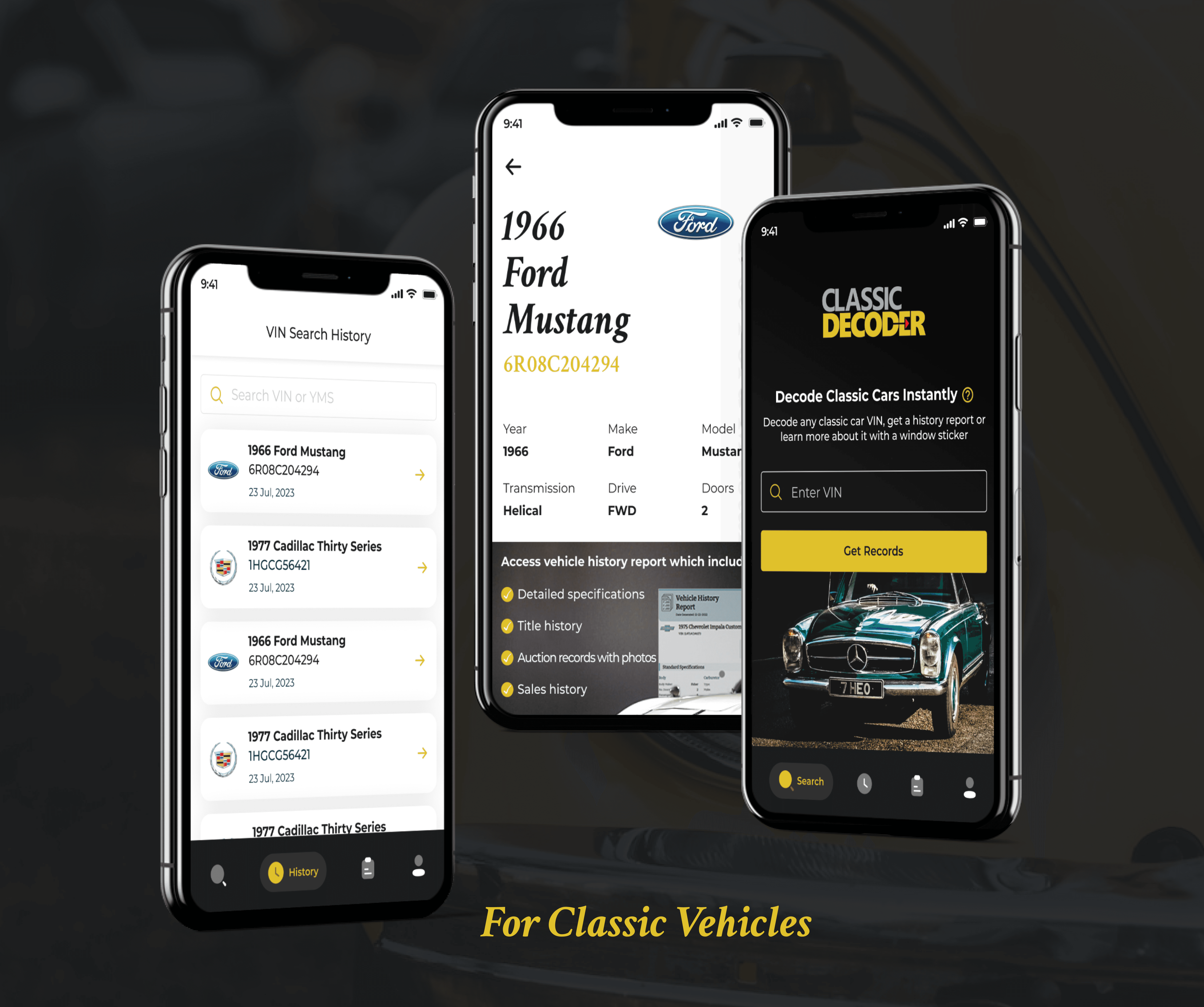mockup screen for classic decoder mobile app