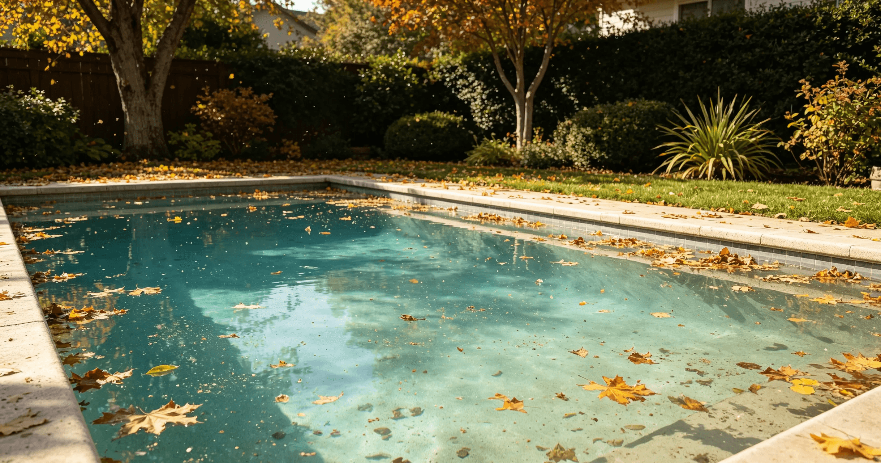 Outdoor factors causing leaves and debris to enter a swimming pool