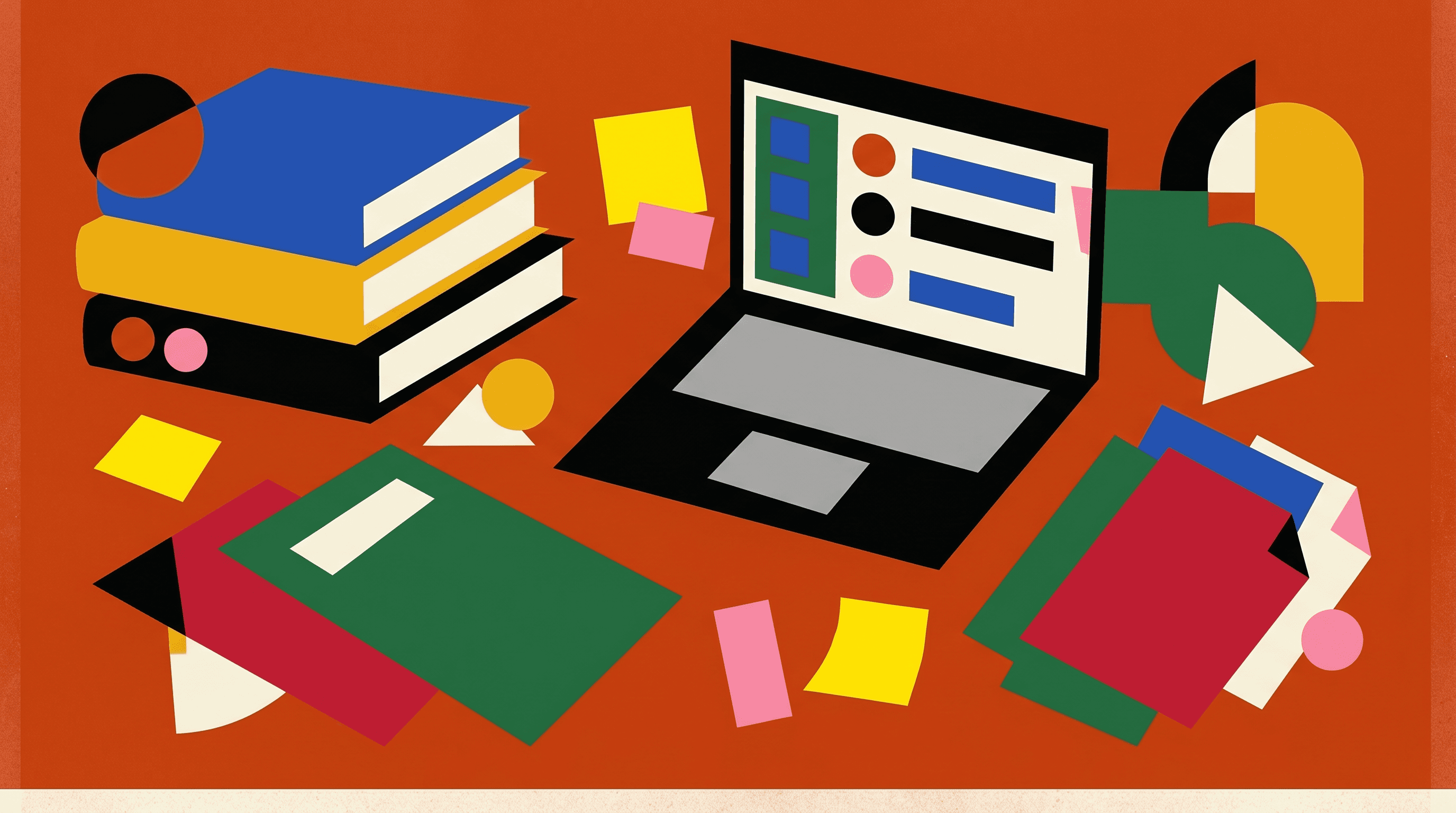Student desk with history books and research notes