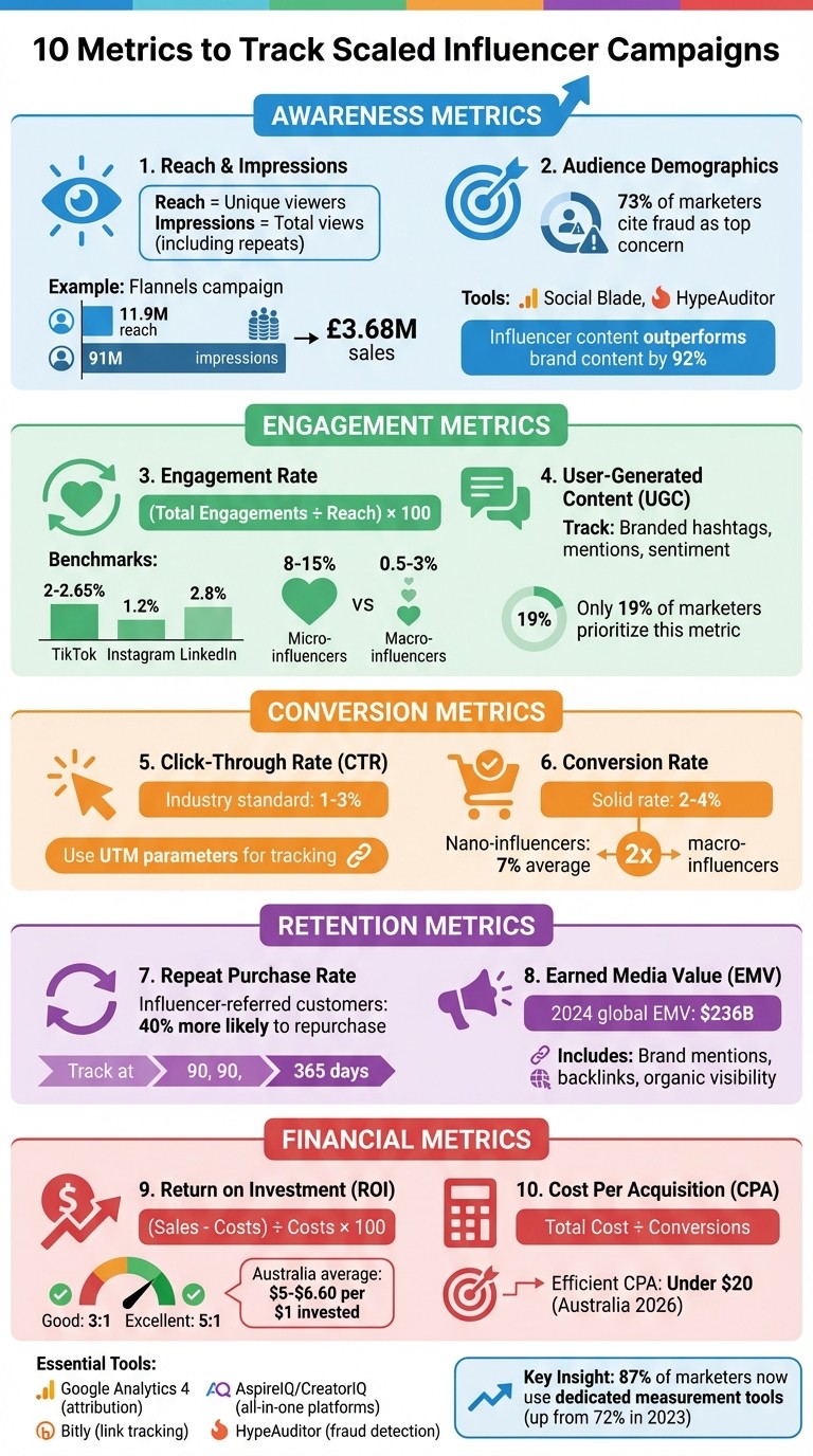 10 Essential Metrics for Tracking Scaled Influencer Campaigns