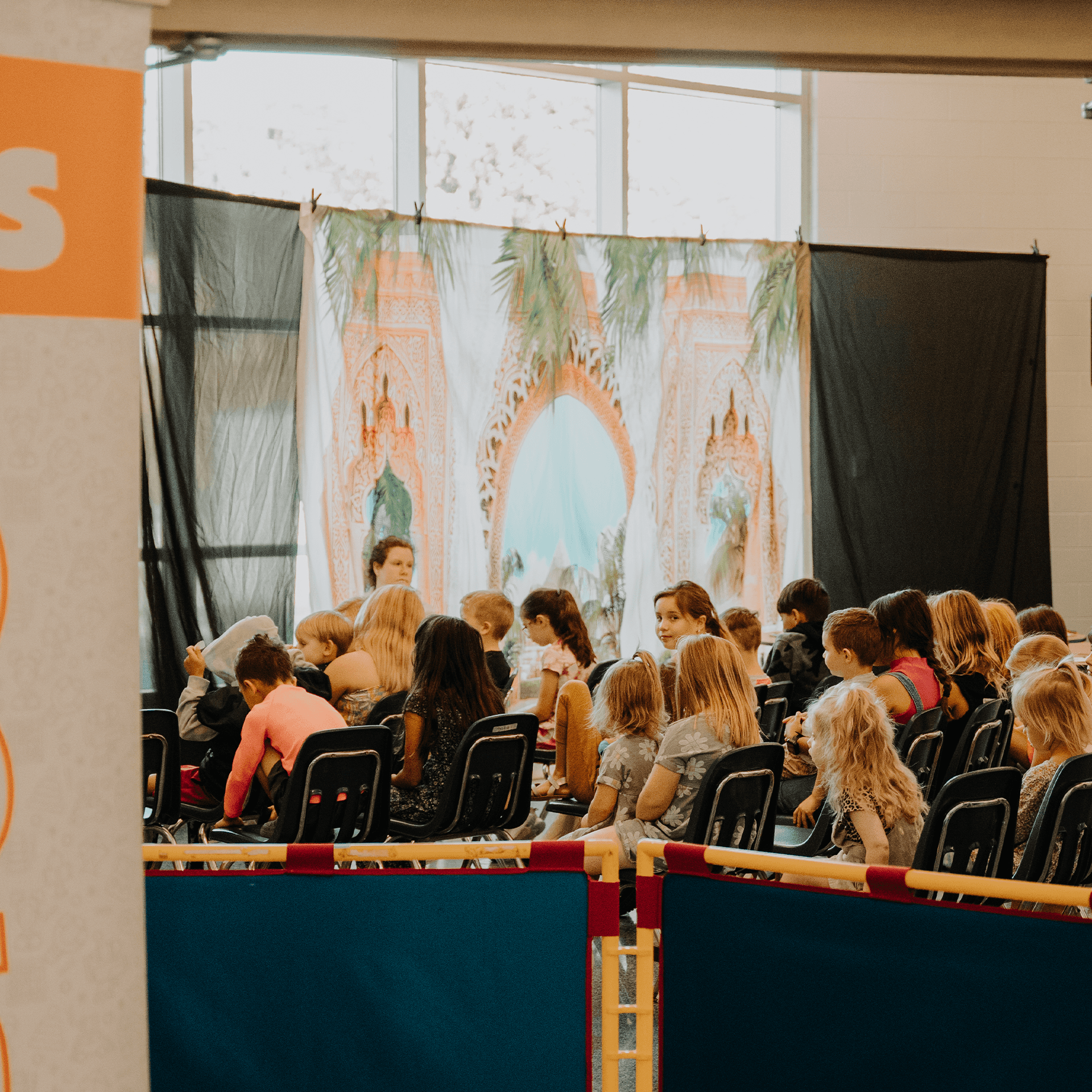 Elementary aged kids in class.