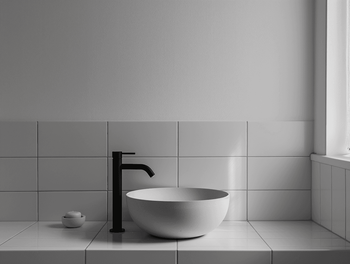 A bathroom with minimal architectural design
