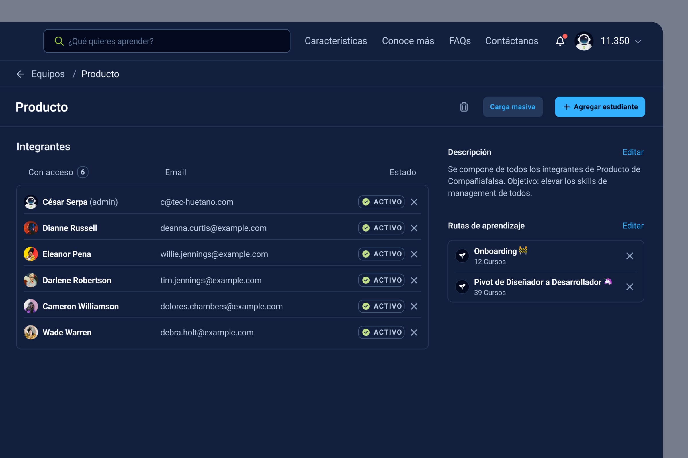 Platzi dashboard b2b