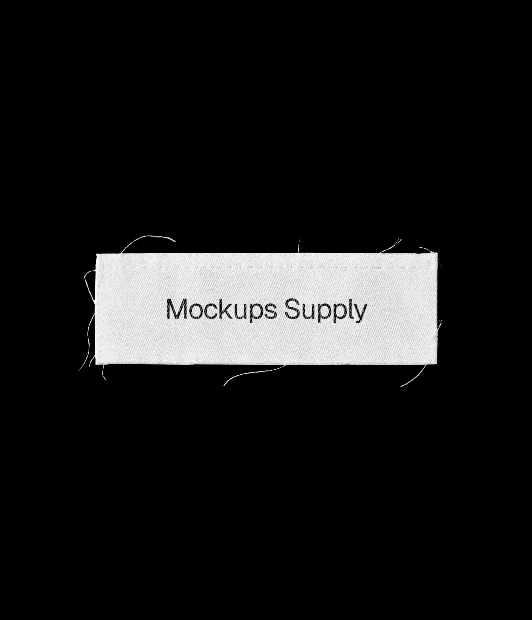 Sewn cotton clothing label mockup with loose threads download on Mockups Supply