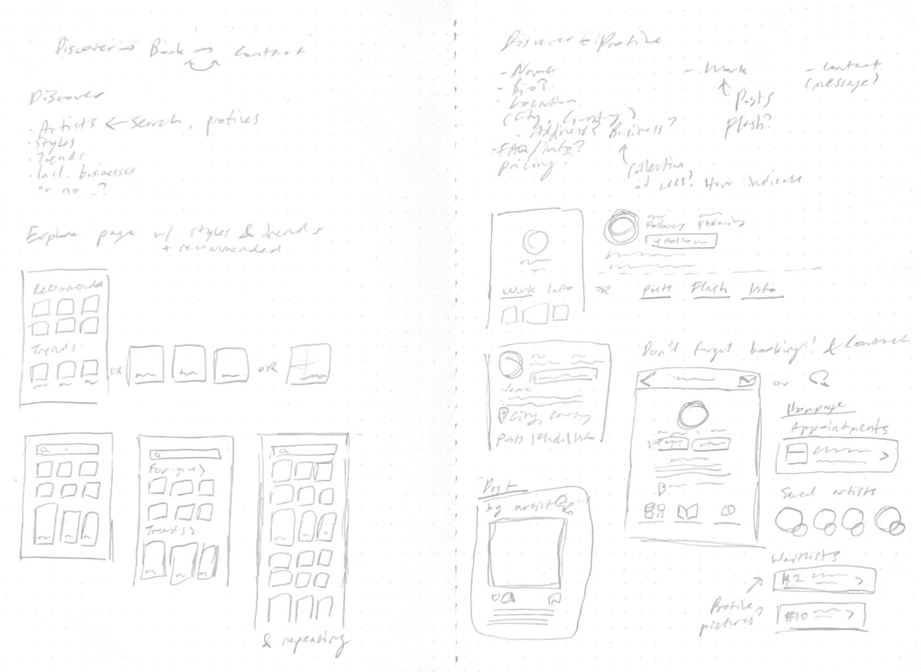 More interface sketches exploring layout options
